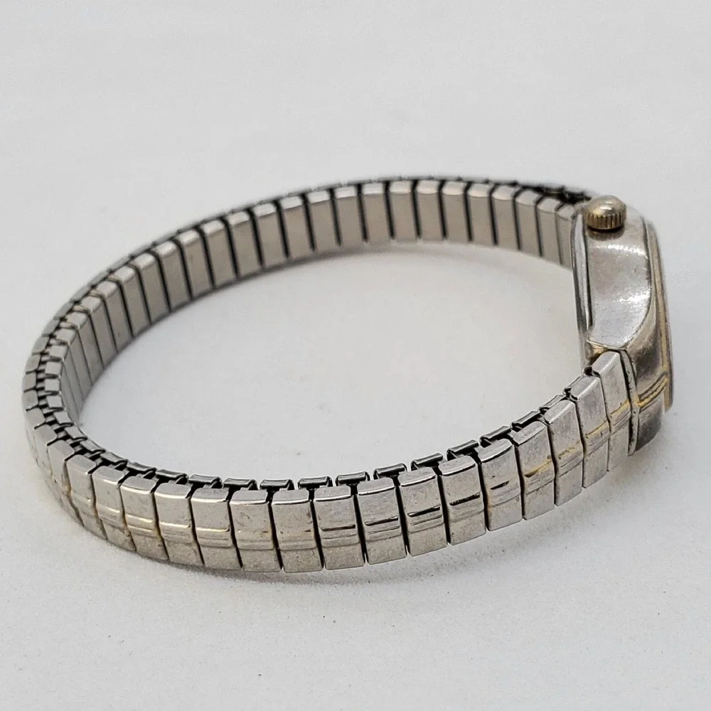 Precision Gruen Women's Watch Silver Gold Dual Tone Stretch‎ Band 6